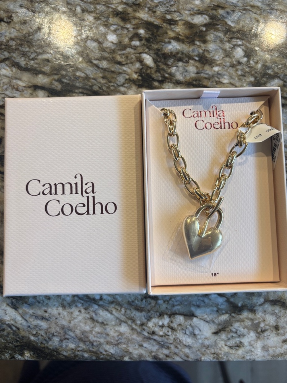 Camila Coelho Shiny Gold Heart Link Necklace